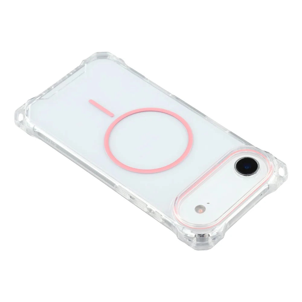 For iPhone Air Magnetic Case with Lanyard Drop-Proof TPU + PC Phone Back Cover - Pink - 6