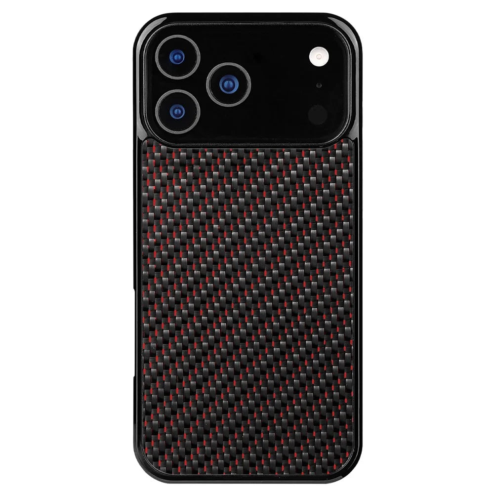 For iPhone 17 Pro Max Case Compatible with MagSafe Twill Texture Aramid Fiber TPU Shockproof Phone Cover - Red - 1