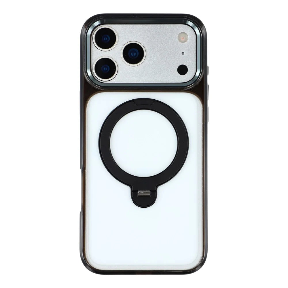 JAUCASE For iPhone 17 Pro Max Case Rotating Kickstand TPU + PC Clear Phone Back Cover - Transparent Black - 3