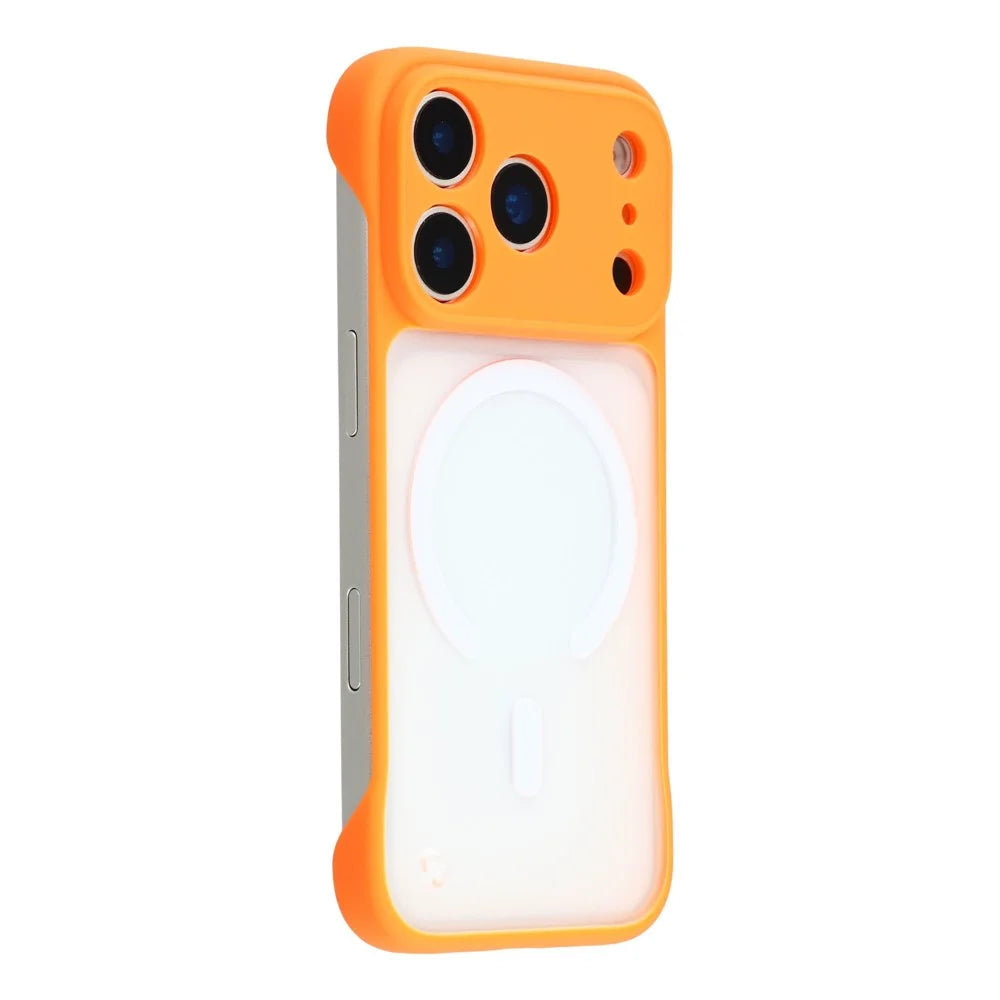 JAUCASE For iPhone 17 Pro Max Case Compatible with MagSafe Frosted PC Frameless Phone Cover - Orange - 1