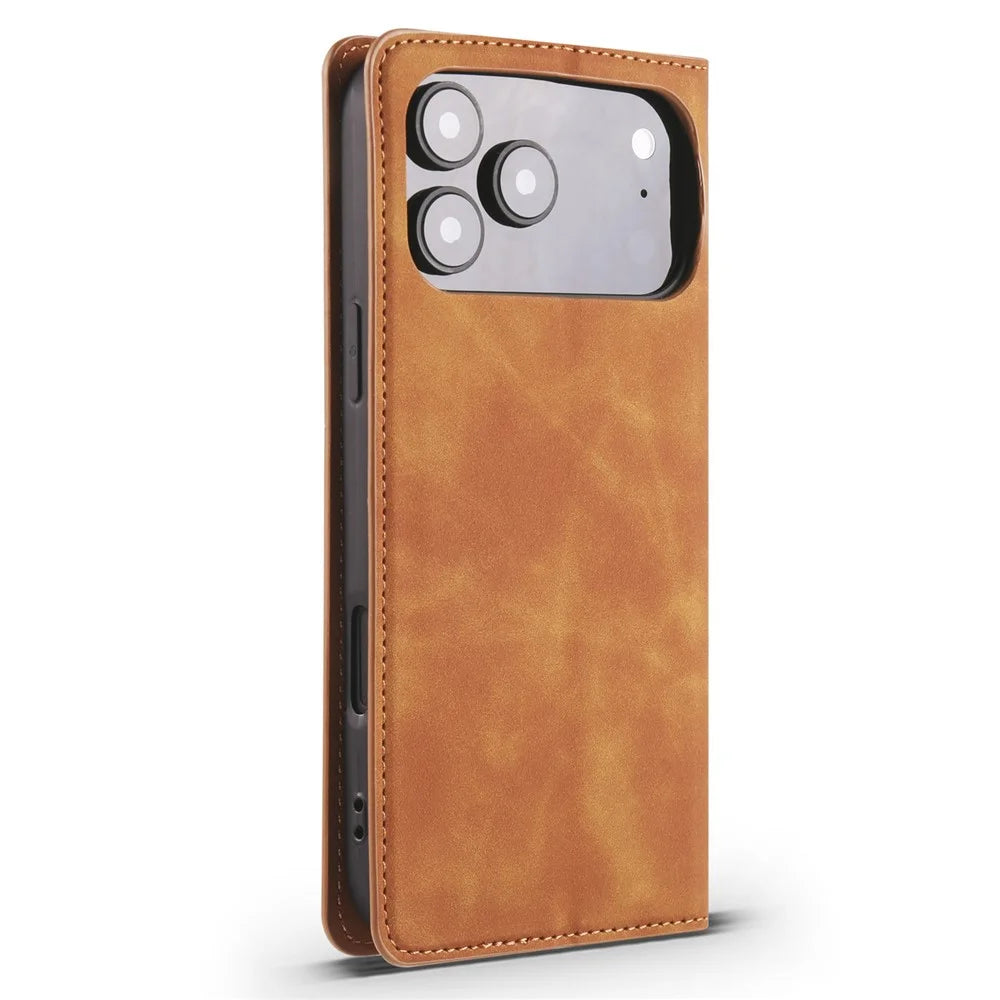 FORWENW For iPhone 17 Pro Wallet Case Magnetic Absorption Leather Flip Phone Cover with Stand - Brown - 6