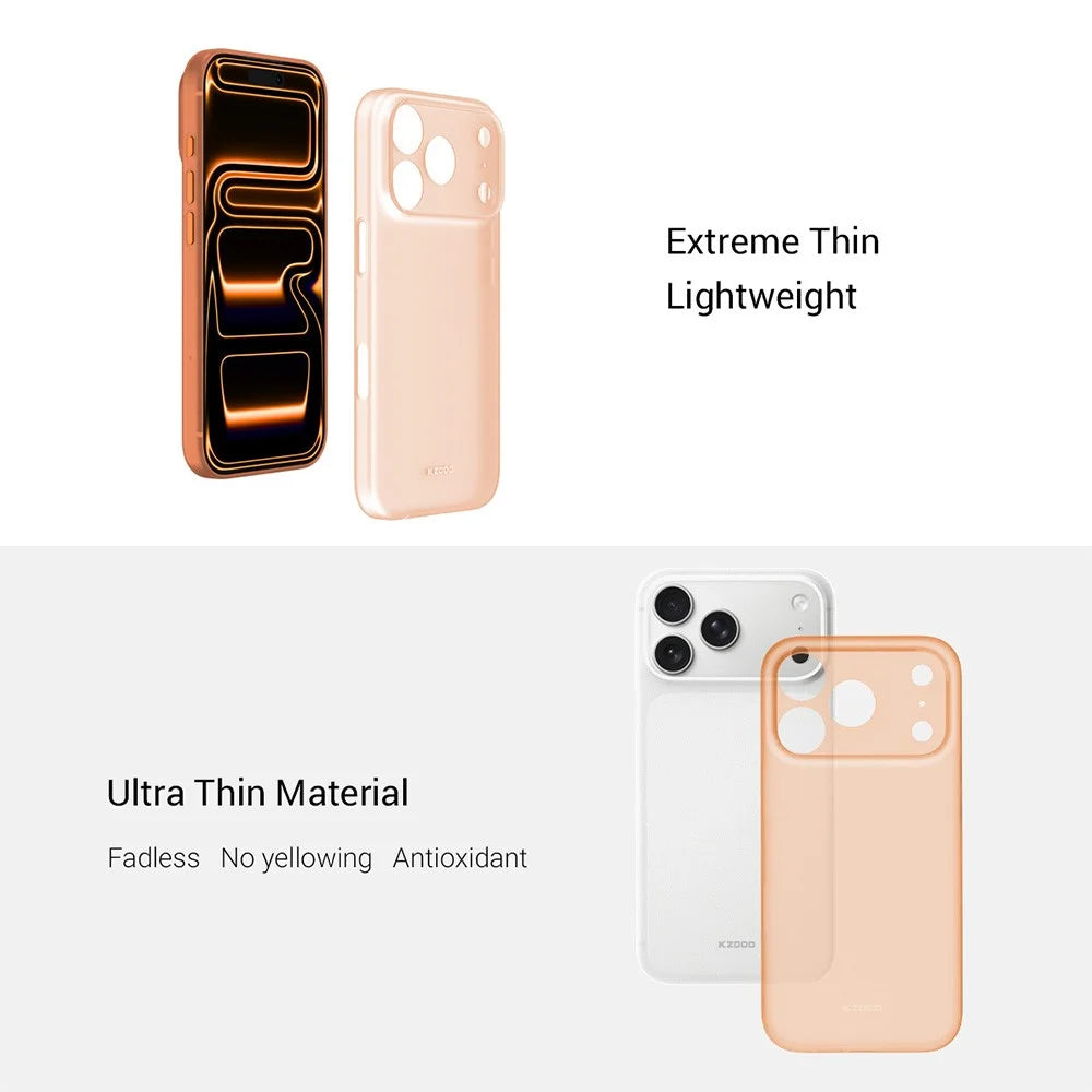 KZDOO Air Skin Series for iPhone 17 Pro Case Frosted Back Ultra Thin PP Phone Cover - Black - 2