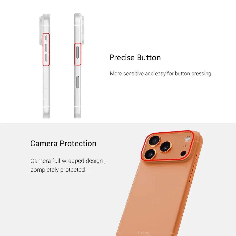 KZDOO Air Skin Series for iPhone 17 Pro Max Case Frosted Back Ultra Thin PP Phone Cover - Black - 4