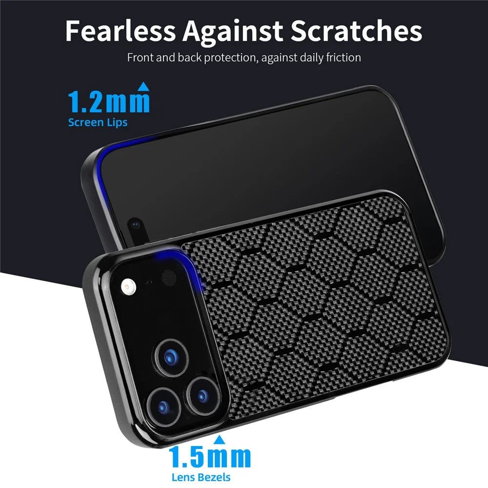 For iPhone 17 Pro Case Aramid Fiber TPU Shockproof Phone Cover - Honeycomb Texture - 5