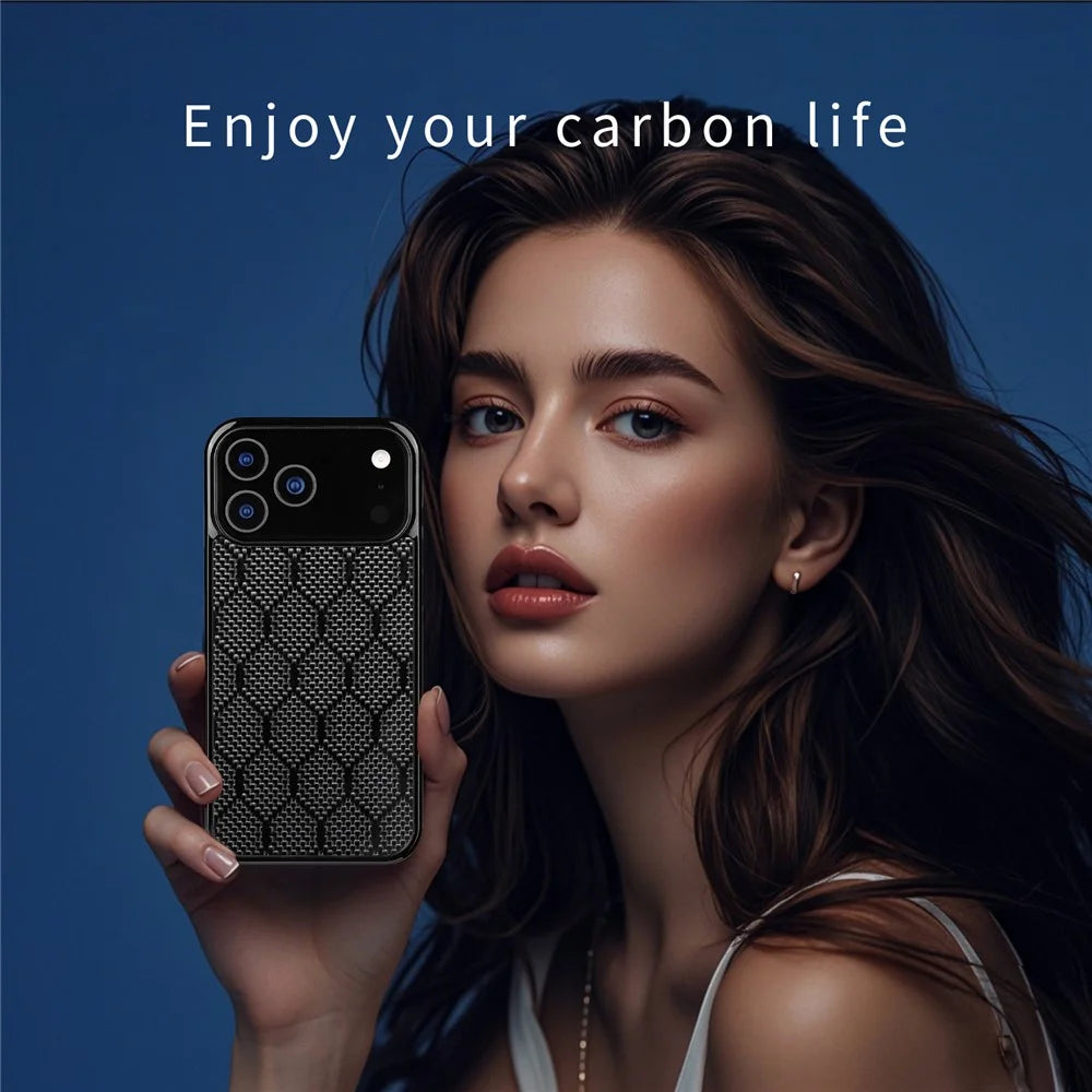 For iPhone 17 Pro Case Aramid Fiber TPU Shockproof Phone Cover - Honeycomb Texture - 6