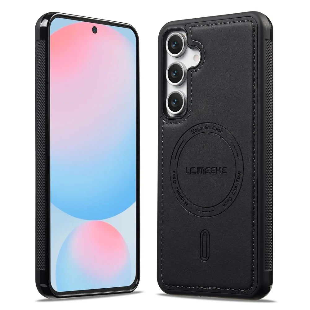 LC.IMEEKE L6 For Samsung Galaxy A35 5G Case PU Leather Coated PC TPU Phone Cover Magnetic Case - Black - 2