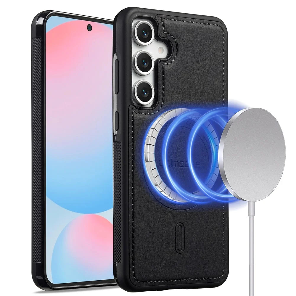 LC.IMEEKE L6 For Samsung Galaxy A16 4G / 5G Case PU Leather Coated PC TPU Phone Cover Magnetic Case - Black - 1