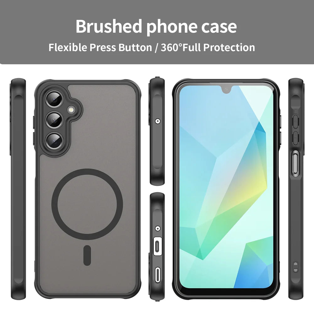 WANLONFENG For Samsung Galaxy A16 4G / Galaxy A16 5G Magnetic Case with Screen Film  FD Series Skin Touch TPU + PC Phone Back Cover - Black - 3