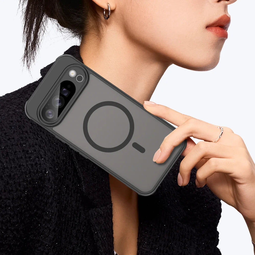 WANLONFENG For Google Pixel 10 Pro XL Magnetic Case with Screen Film  FD Series Skin Touch TPU + PC Phone Back Cover - Black - 4