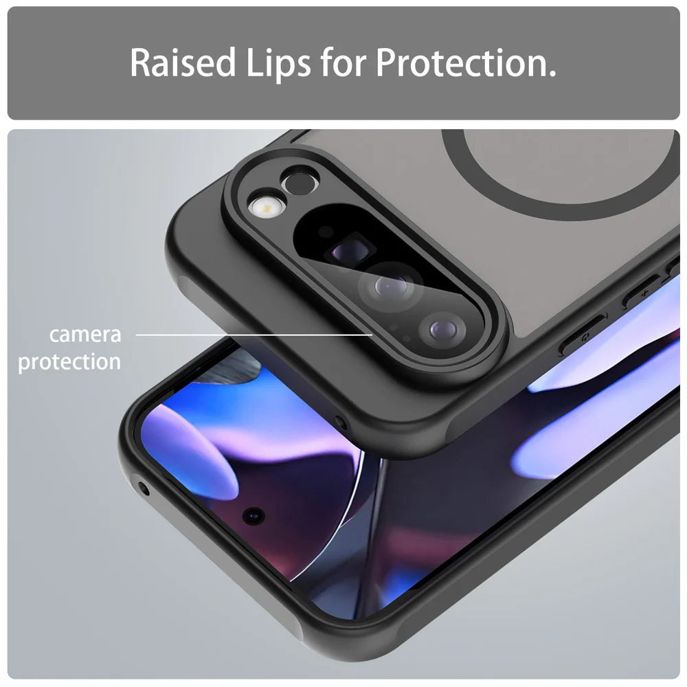 WANLONFENG For Google Pixel 10 Pro XL Magnetic Case with Screen Film  FD Series Skin Touch TPU + PC Phone Back Cover - Black - 7