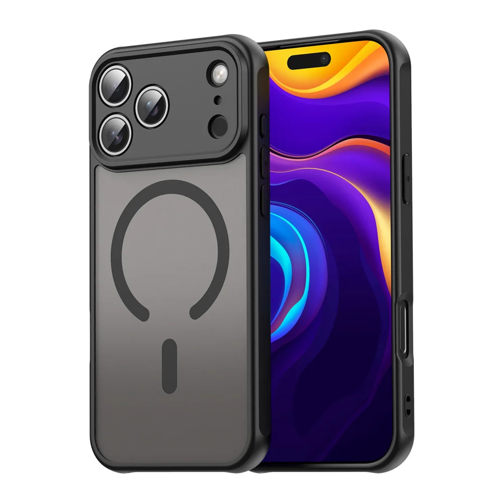 WANLONFENG For iPhone 17 Pro Max Magnetic Case with Screen Film  FD Series Skin Touch TPU + PC Phone Back Cover - Black - 2