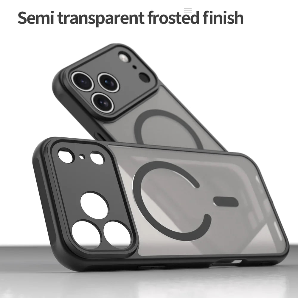 WANLONFENG For iPhone 17 Pro Max Magnetic Case with Screen Film  FD Series Skin Touch TPU + PC Phone Back Cover - Black - 6