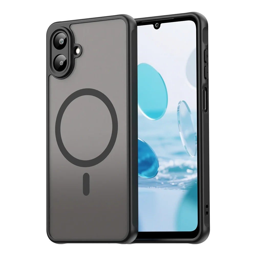 WANLONFENG For Samsung Galaxy A08 4G / A07 4G Magnetic Case with Screen Film  FD Series Skin Touch TPU + PC Phone Back Cover - Black - 2