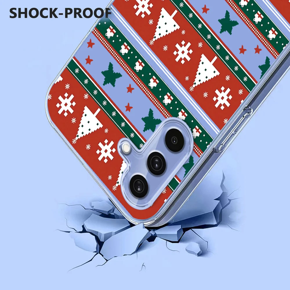 For Samsung Galaxy S25 FE Case Christmas Themed Pattern Printing TPU Phone Back Cover - Christmas Ribbons - 3