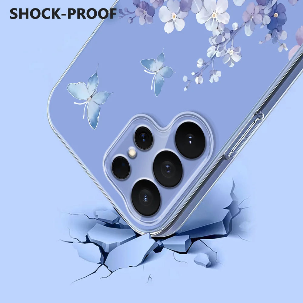 For Samsung Galaxy S26 Ultra Case Butterfly Floral Pattern Printing TPU Phone Back Cover - Violets - 3