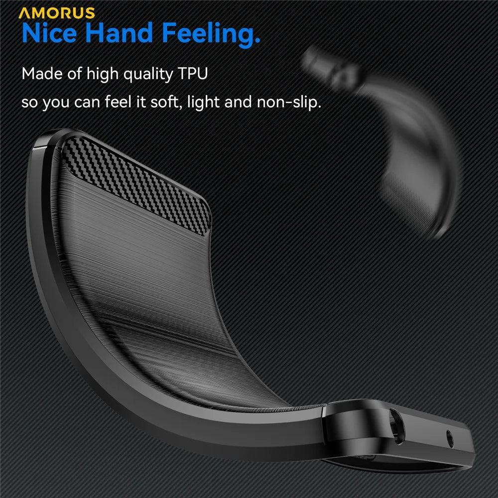 AMORUS For Samsung Galaxy M06 5G / F06 5G Case Carbon Fiber Texture Brushed Protective Phone Cover - Black - 3