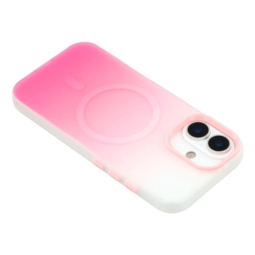 For iPhone 17 Case Compatible with MagSafe Gradient Frosted Design PC + TPU Phone Cover - Pink - 5