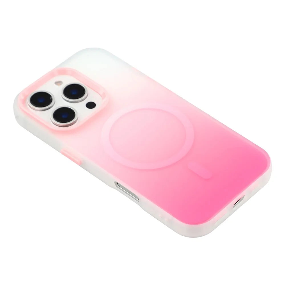 For iPhone 16 Pro Case Compatible with MagSafe Gradient Frosted Design PC + TPU Phone Cover - Pink - 4
