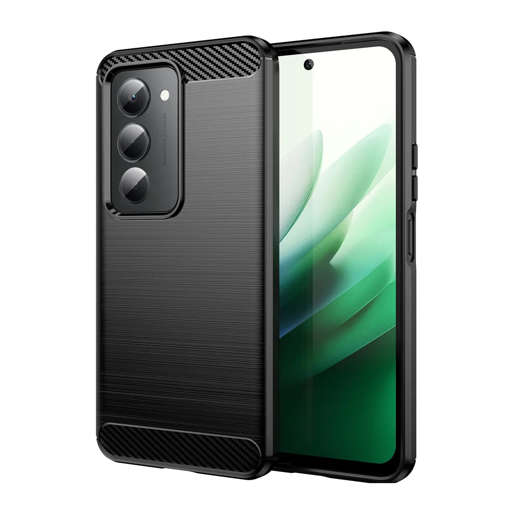 WANLONFENG For Xiaomi Redmi 15 4G (EU) (171mm) / Xiaomi Redmi 15 5G (EU) (171mm) Case with Screen Film  LS Series Big Lens Hole Brushed Texture TPU Phone Cover - Black - 2