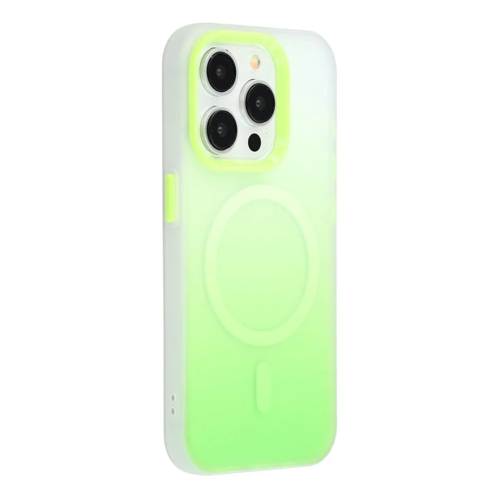 For iPhone 14 Pro Case Compatible with MagSafe Gradient Frosted Design PC + TPU Phone Cover - Green - 1