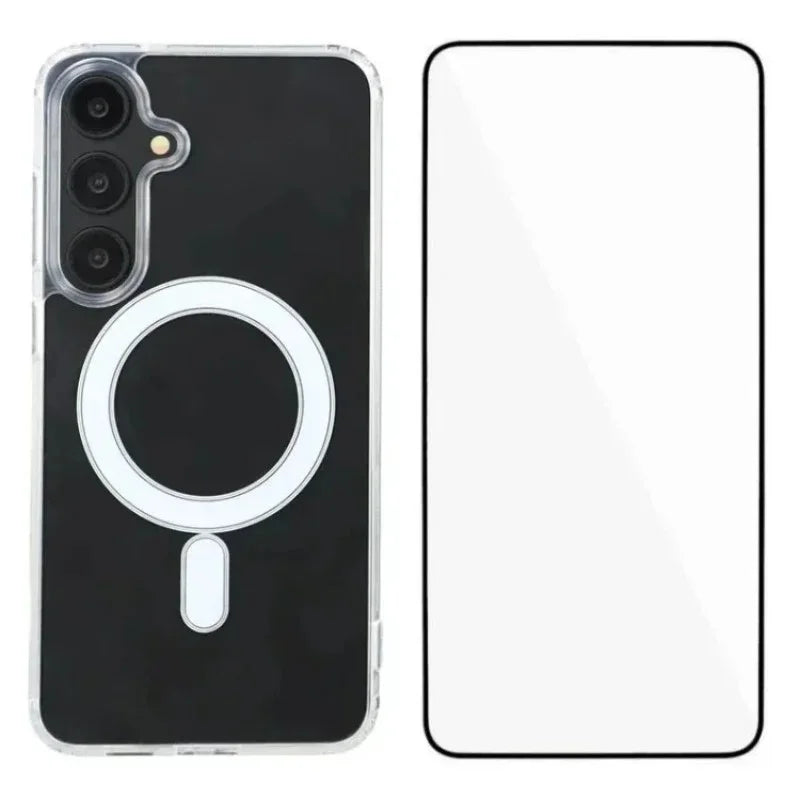 WANLONFENG For Samsung Galaxy A17 4G / Galaxy A17 5G Clear Phone Case  LM Series Magnetic Case with Screen Film (Big Lens Hole) - Transparent - 1