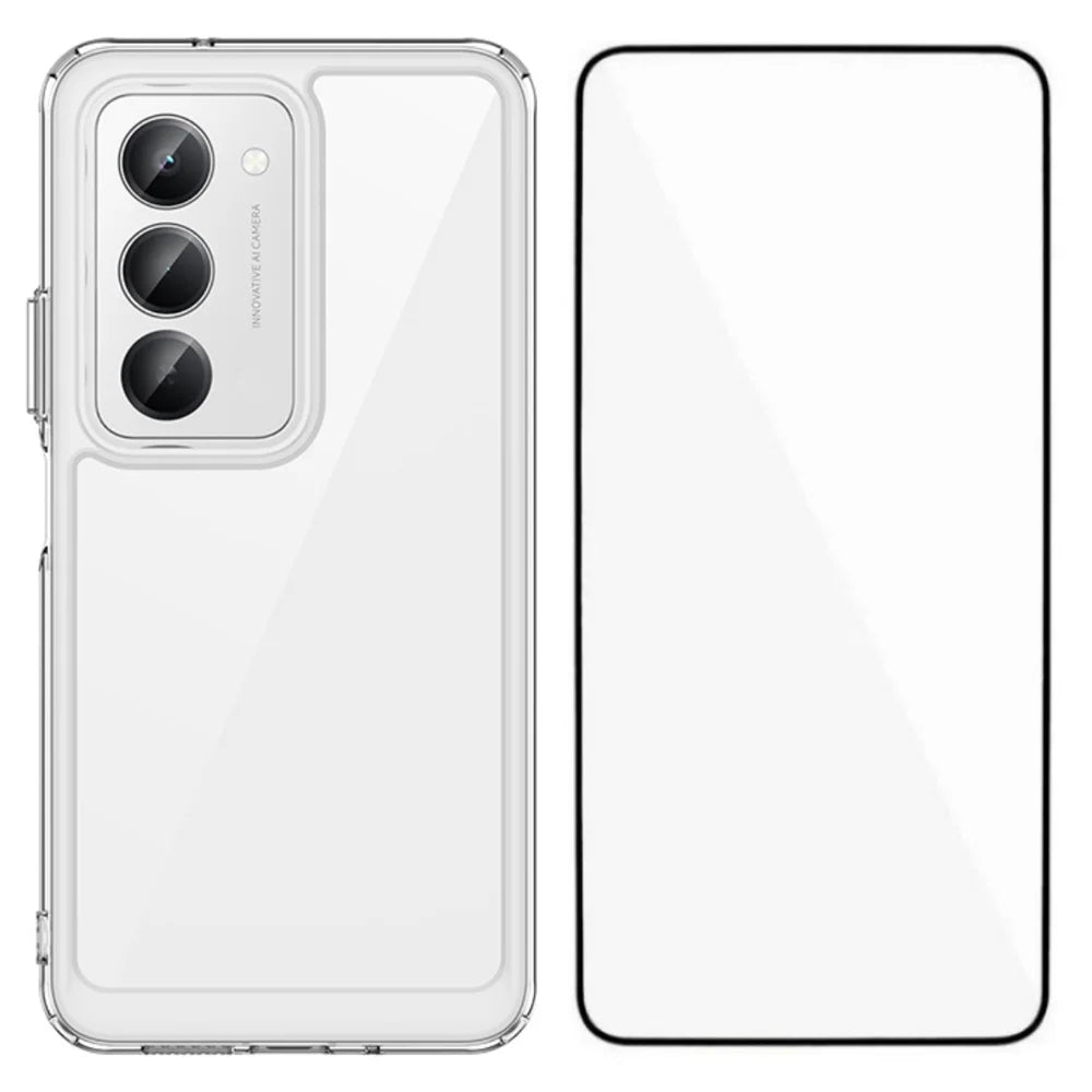 WANLONFENG For Xiaomi Redmi 15 5G (Global) (169mm) Case  MF Series TPU Acrylic Clear Phone Cover with Tempered Glass Film - Transparent - 1