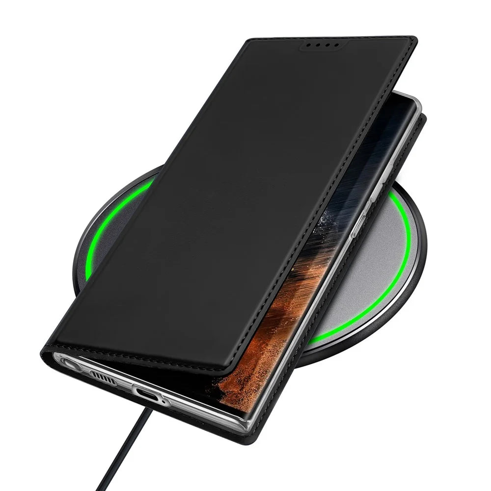 DUX DUCIS Skin Pro Series for Samsung Galaxy S23 Ultra Leather Stand Cover Card Holder (Non-magnetic) - Black - 4