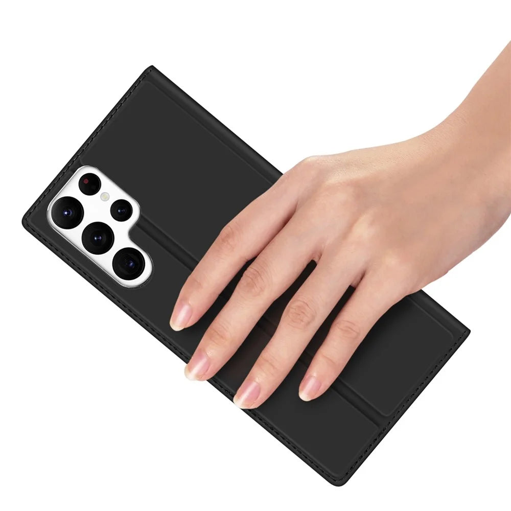 DUX DUCIS Skin Pro Series for Samsung Galaxy S23 Ultra Leather Stand Cover Card Holder (Non-magnetic) - Black - 5