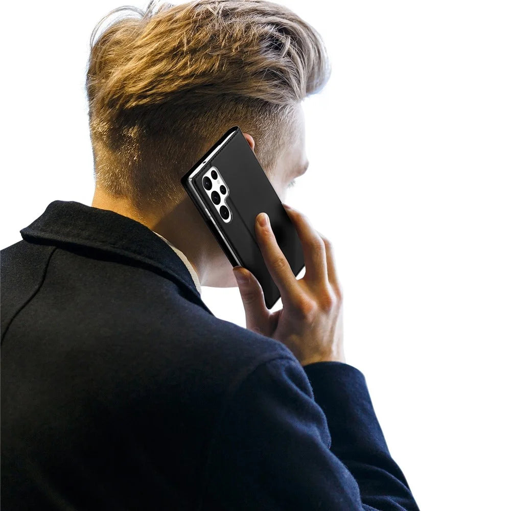 DUX DUCIS Skin Pro Series for Samsung Galaxy S23 Ultra Leather Stand Cover Card Holder (Non-magnetic) - Black - 7