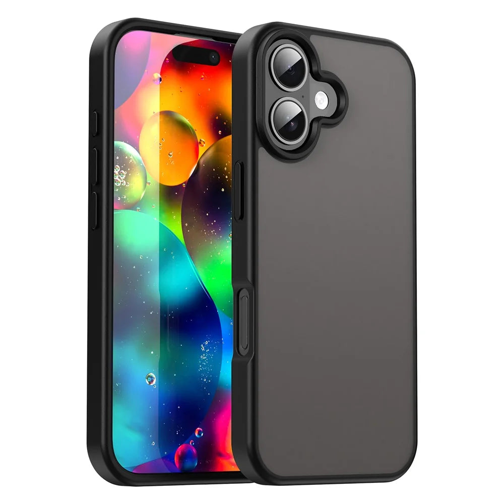 For iPhone 17 Case Skin Touch Matte Anti Drop TPU PC Phone Back Cover - Black - 1