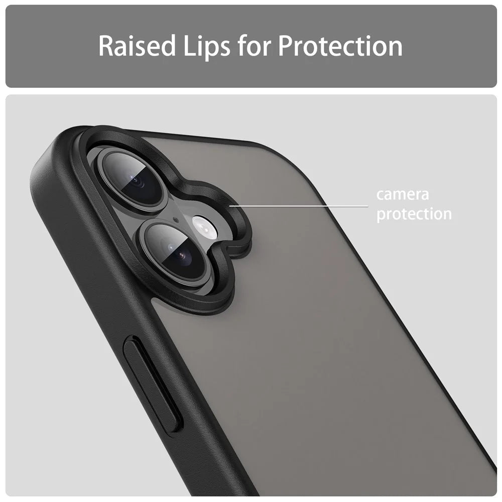 For iPhone 17 Case Skin Touch Matte Anti Drop TPU PC Phone Back Cover - Black - 6