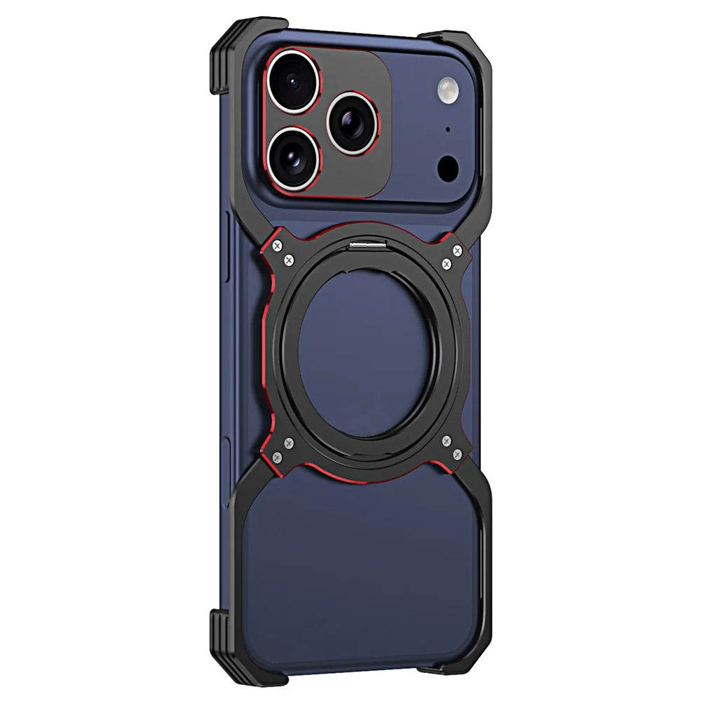 For iPhone 17 Pro Case Kickstand Metal Bumper Magnetic Phone Cover - Black  /  Red - 2