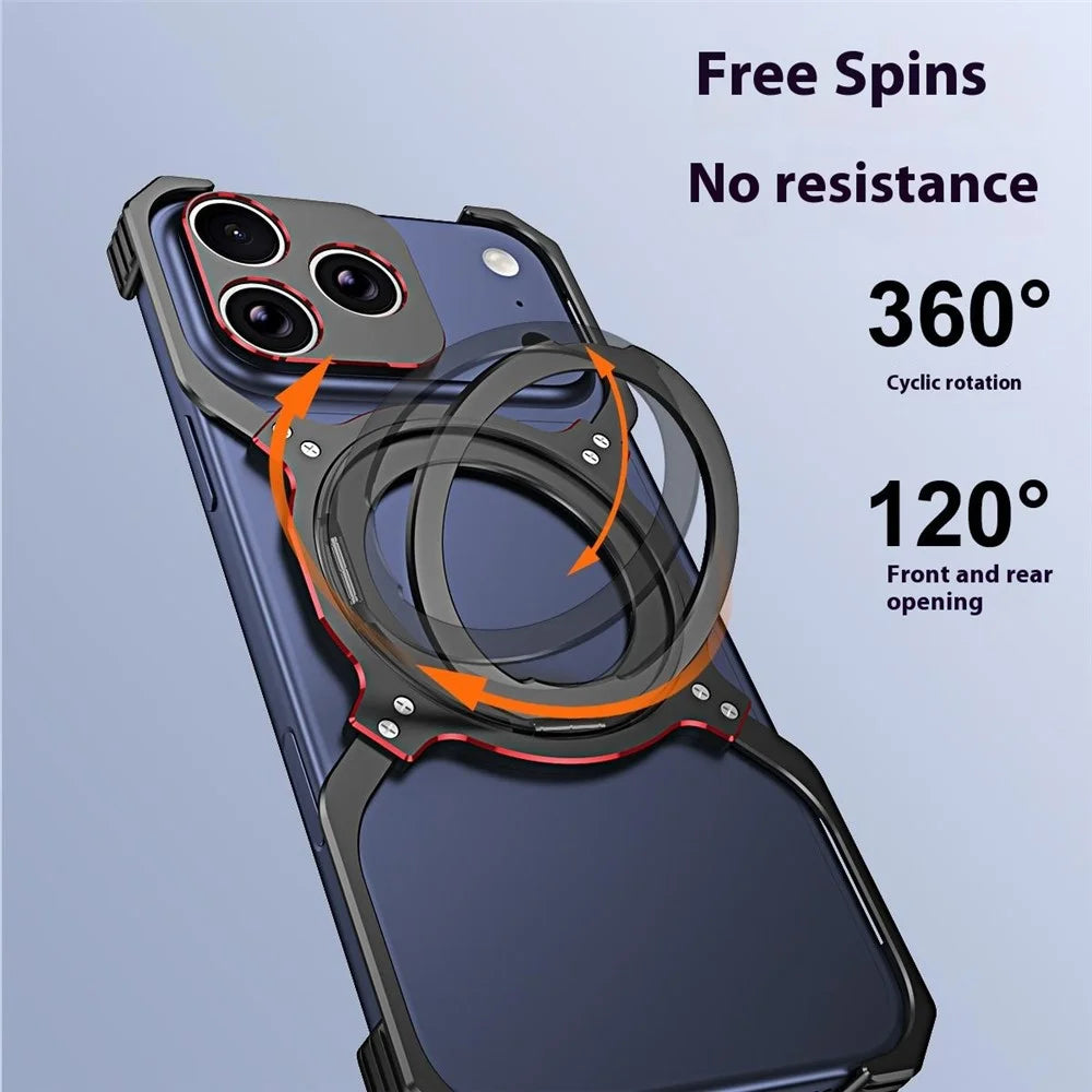For iPhone 17 Pro Case Kickstand Metal Bumper Magnetic Phone Cover - Black  /  Red - 5