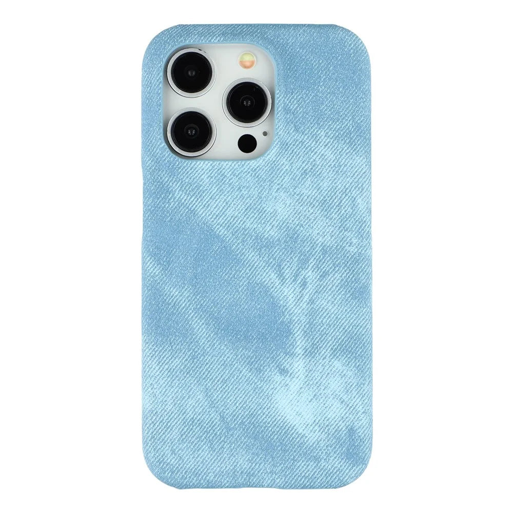 For iPhone 15 Pro Magnetic Case Denim Cloth Texture Leather + PC Shockproof Phone Cover - Baby Blue - 3
