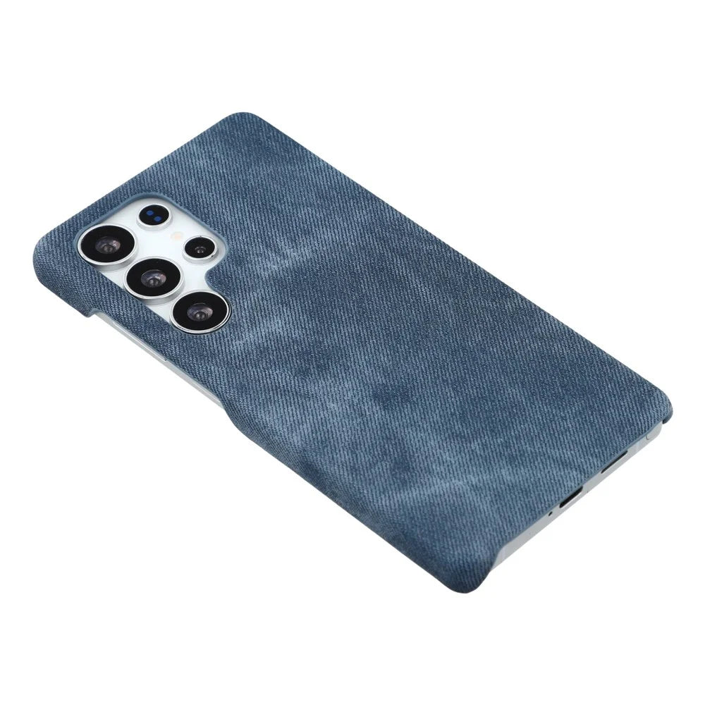 For Samsung Galaxy S23 Ultra Magnetic Case Denim Cloth Texture Leather + PC Shockproof Phone Cover - Dark Blue - 4