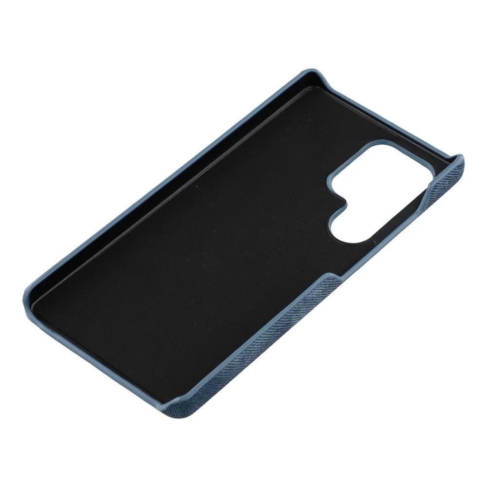 For Samsung Galaxy S23 Ultra Magnetic Case Denim Cloth Texture Leather + PC Shockproof Phone Cover - Dark Blue - 6