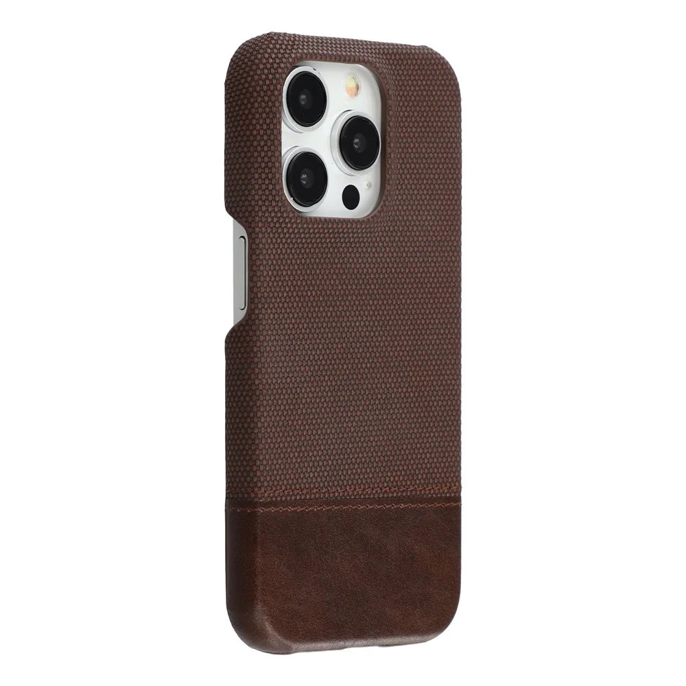 For iPhone 12 / 12 Pro Case PU Leather + PC Splicing Anti-Slip Phone Cover - Dark Brown - 1