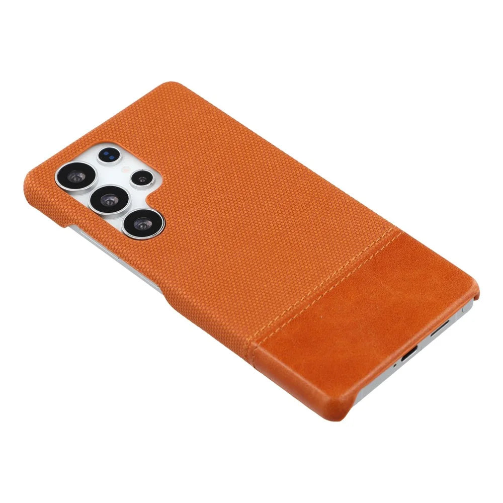 For Samsung Galaxy S23 Ultra Case PU Leather + PC Splicing Anti-Slip Phone Cover - Brown - 4