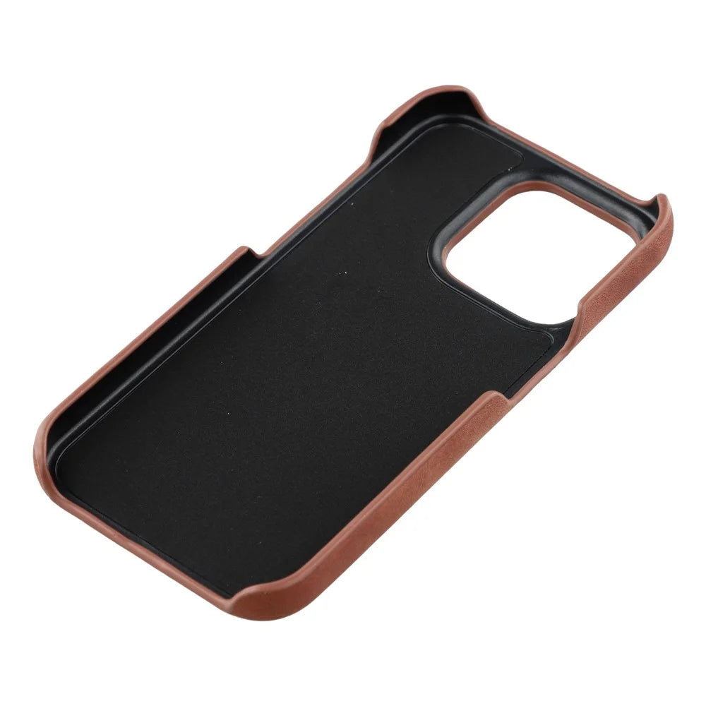 For iPhone 12 Pro Max Case Skin-Touch Leather + PC Phone Cover with Card Slot - Brown - 6