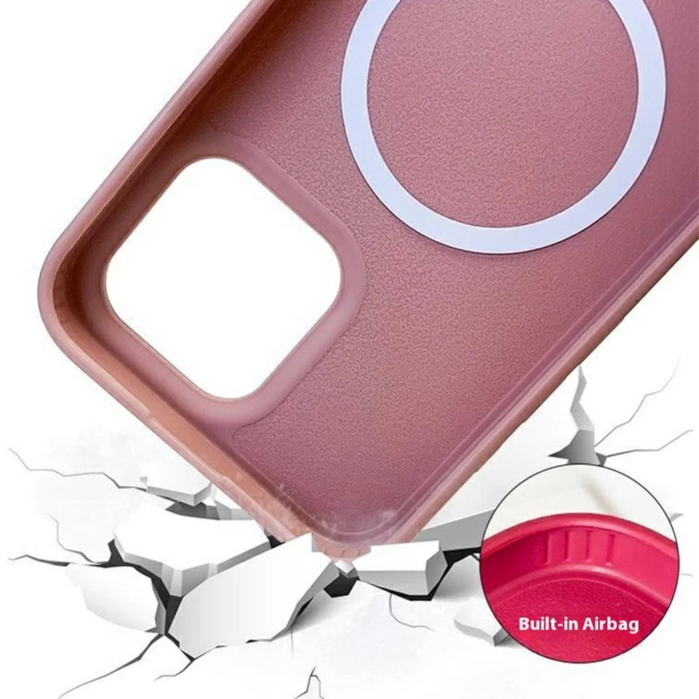 For iPhone 16 Pro Max Magnetic Case Compatible with MagSafe Soft TPU Phone Cover with Lanyard - Dark Red - 6
