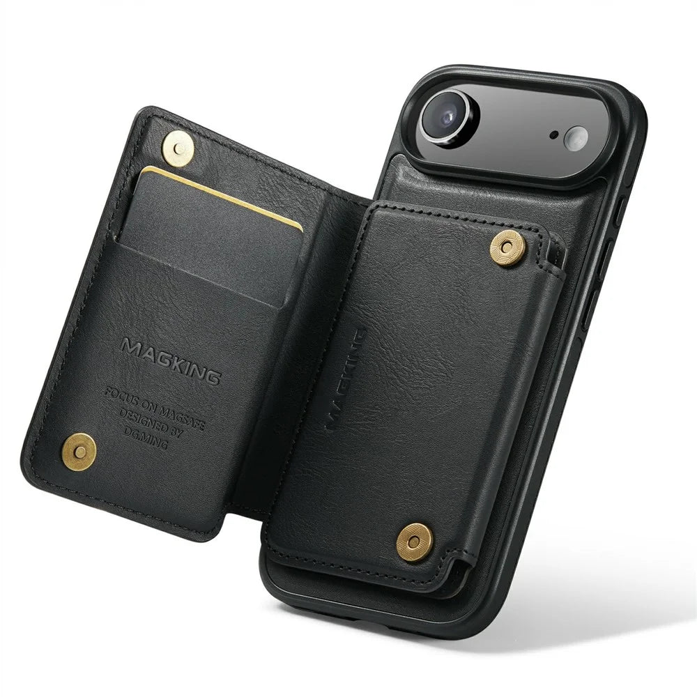 MAGKING K3 Series For iPhone Air Case Compatible with MagSafe Wallet PC + TPU + PU Phone Cover - Black - 3