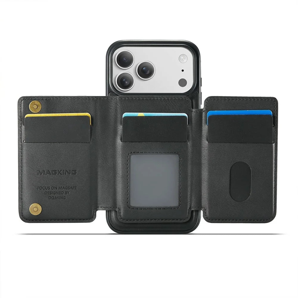MAGKING K3 Series For iPhone 18 Pro / 17 Pro Case Compatible with MagSafe Wallet PC + TPU + PU Phone Cover - Black - 2