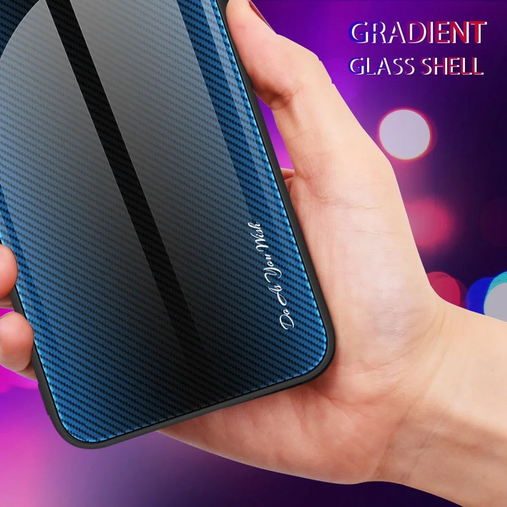 Anti-Scratch Phone Case for Samsung Galaxy S23+ Carbon Fiber Texture Phone Shell Tempered Glass+TPU Phone Cover - Black - 6
