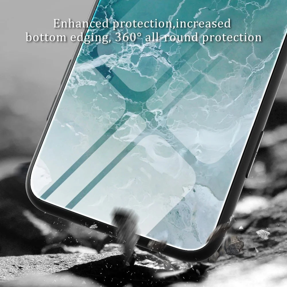 For Samsung Galaxy S23+ Marble Pattern Printing TPU + Tempered Glass Shockproof Case Anti-Scratch Phone Back Cover - DL01 - 5