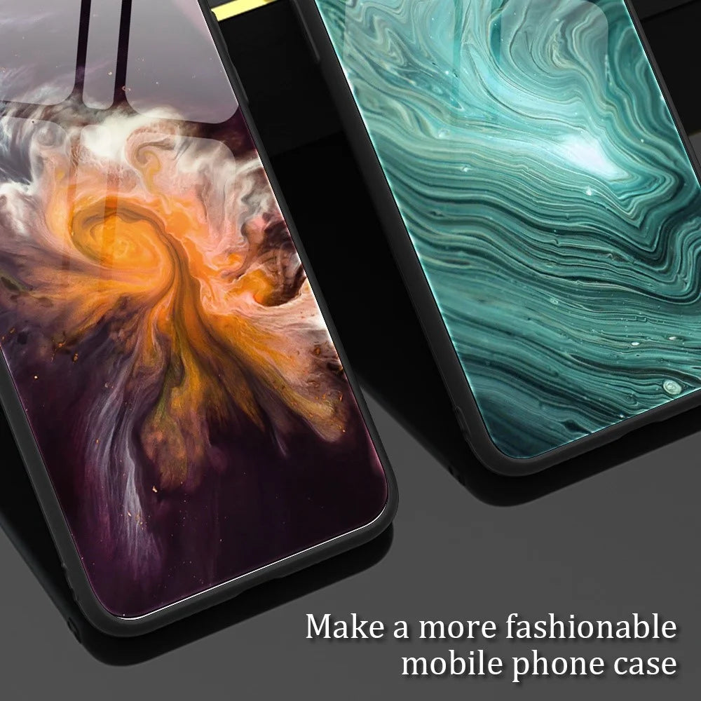 For Samsung Galaxy S23+ Marble Pattern Printing TPU + Tempered Glass Shockproof Case Anti-Scratch Phone Back Cover - DL01 - 7