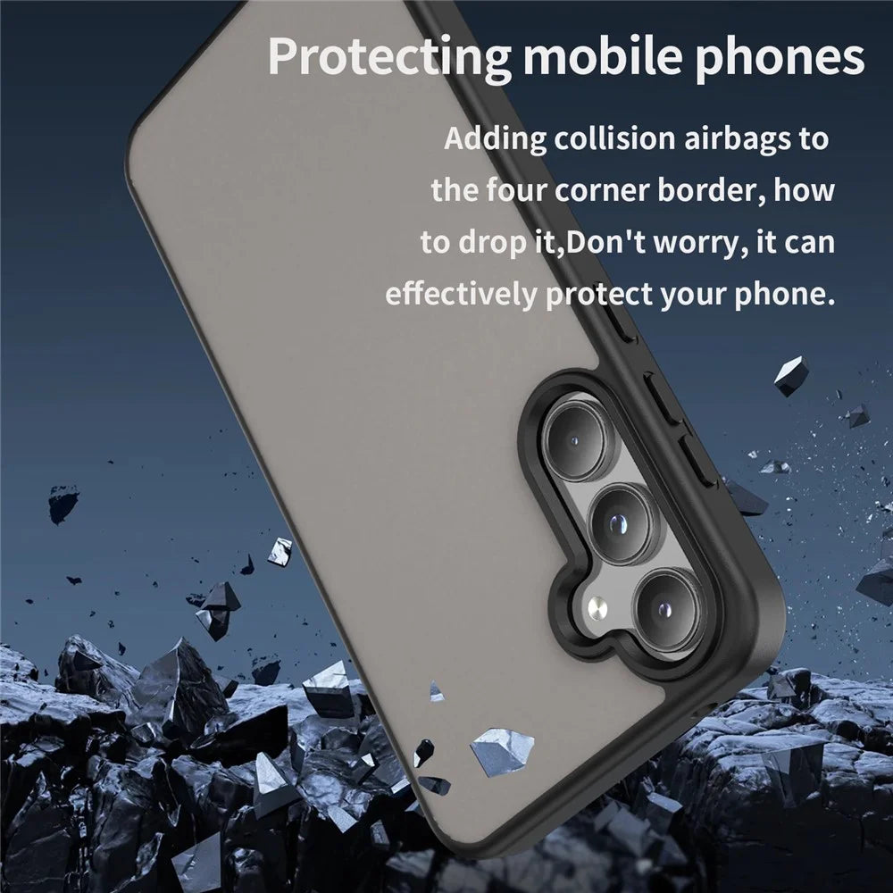 For Samsung Galaxy A55 5G Case Skin Touch Matte Anti Drop TPU PC Phone Back Cover - Black - 3
