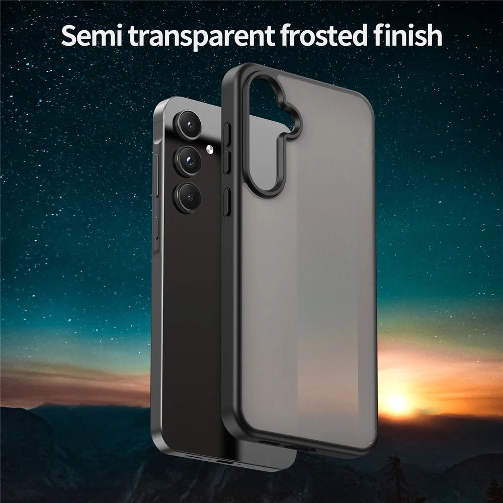 For Samsung Galaxy A55 5G Case Skin Touch Matte Anti Drop TPU PC Phone Back Cover - Black - 4