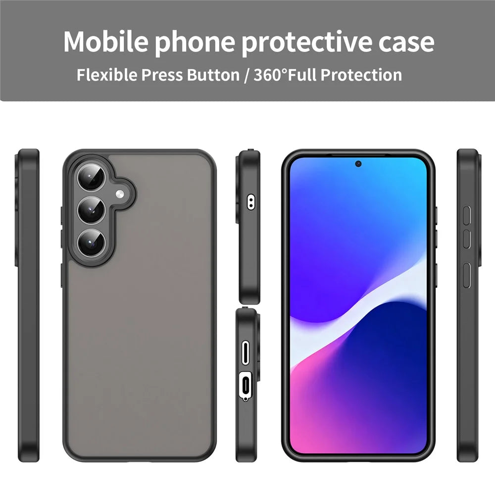For Samsung Galaxy S25  /  S24 Case Skin Touch Matte Anti Drop TPU PC Phone Back Cover - Black - 2