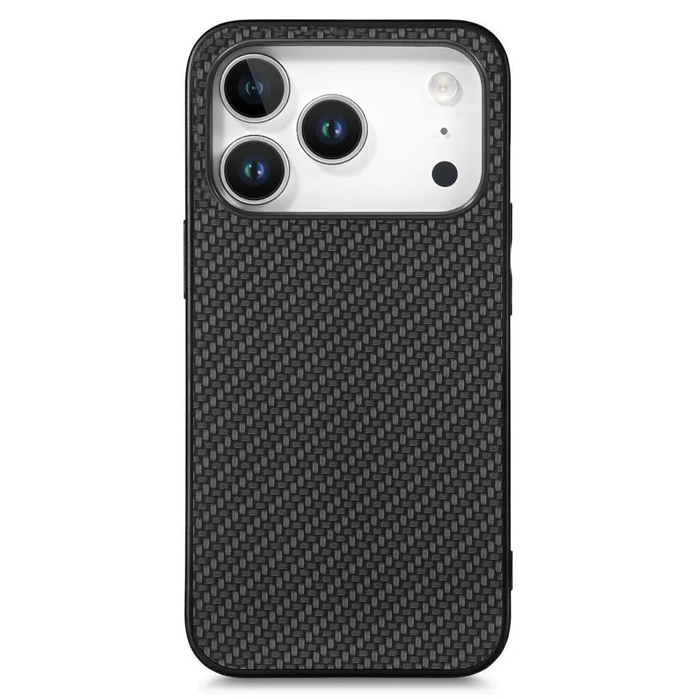 For iPhone 17 Pro Max Case Carbon Fiber Texture PU Leather + PC + TPU Phone Cover - Black - 2