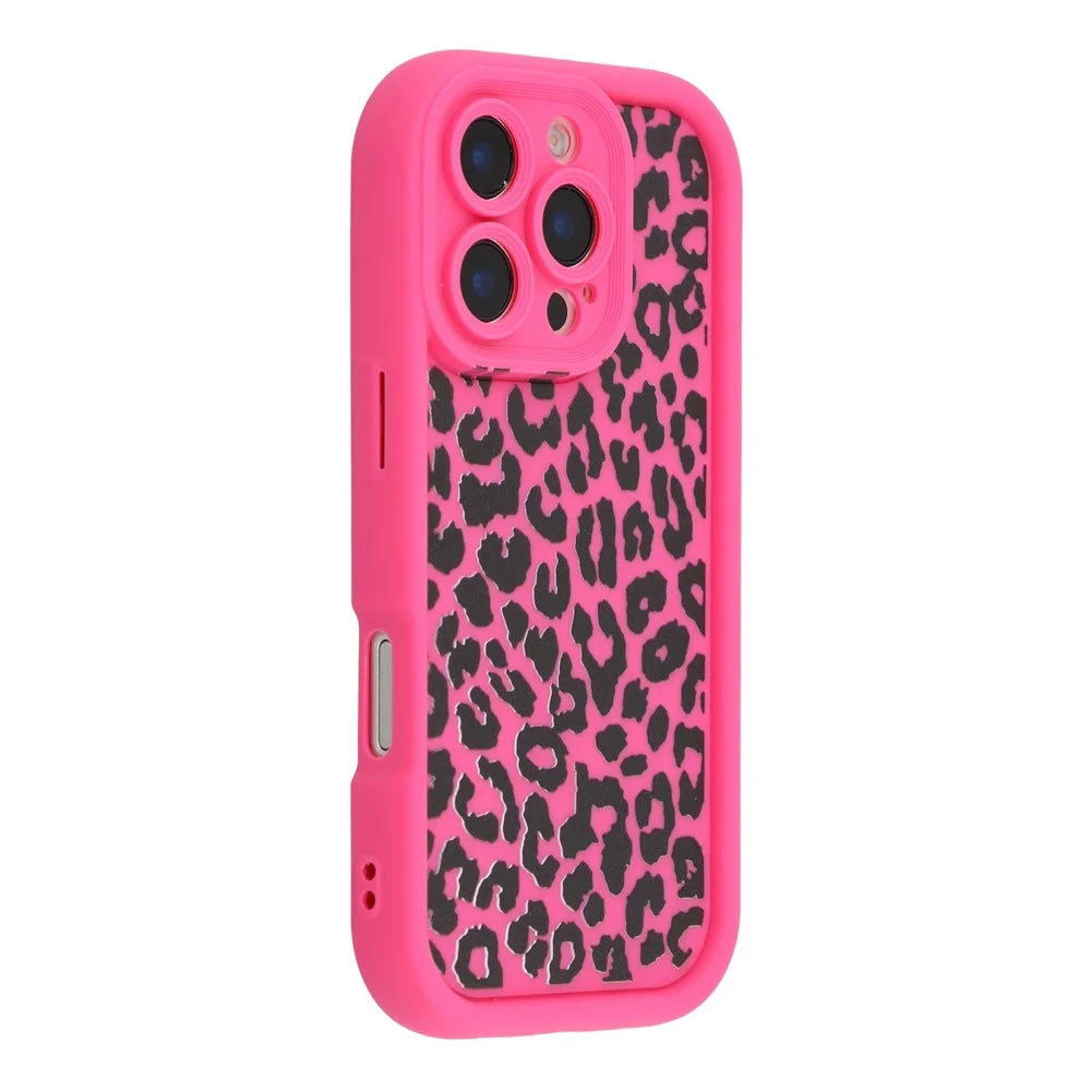For iPhone 16 Pro Case Leopard Print TPU Shockproof Phone Cover - Rose - 1